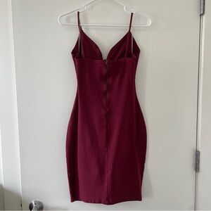 Cut Out Spaghetti Strap Burgundy Bodycon Mini Dress